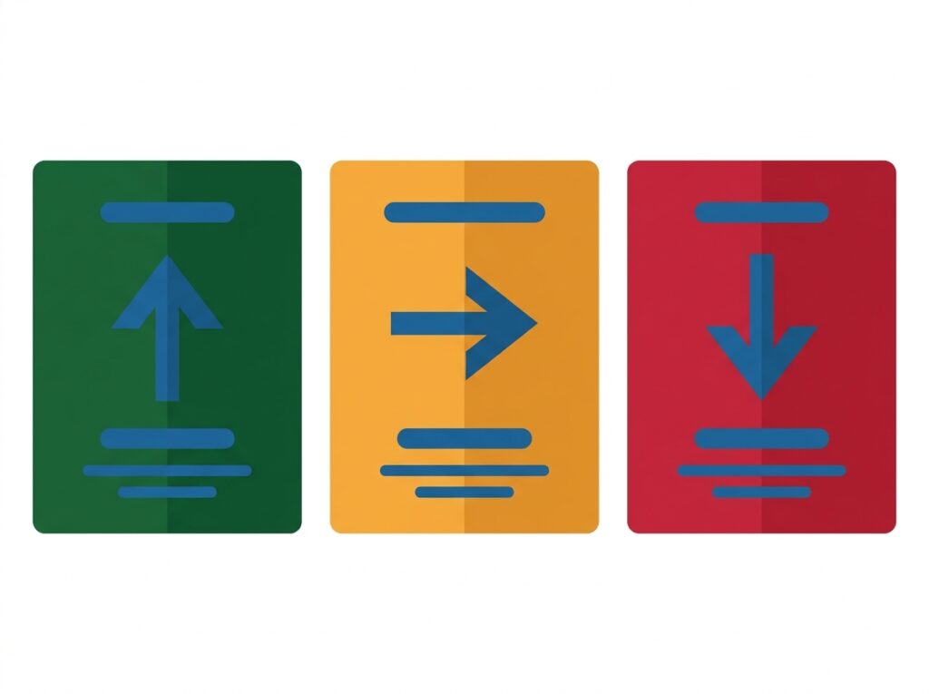 Power BI KPI cards showing green, amber, and red conditional formatting for dashboard status indicators