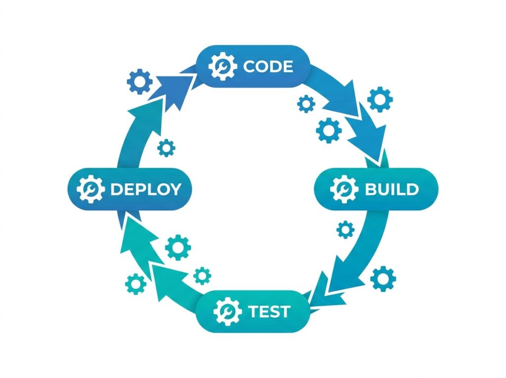 CI/CD concept applied to Power BI, showing an automated build, test, and deploy cycle