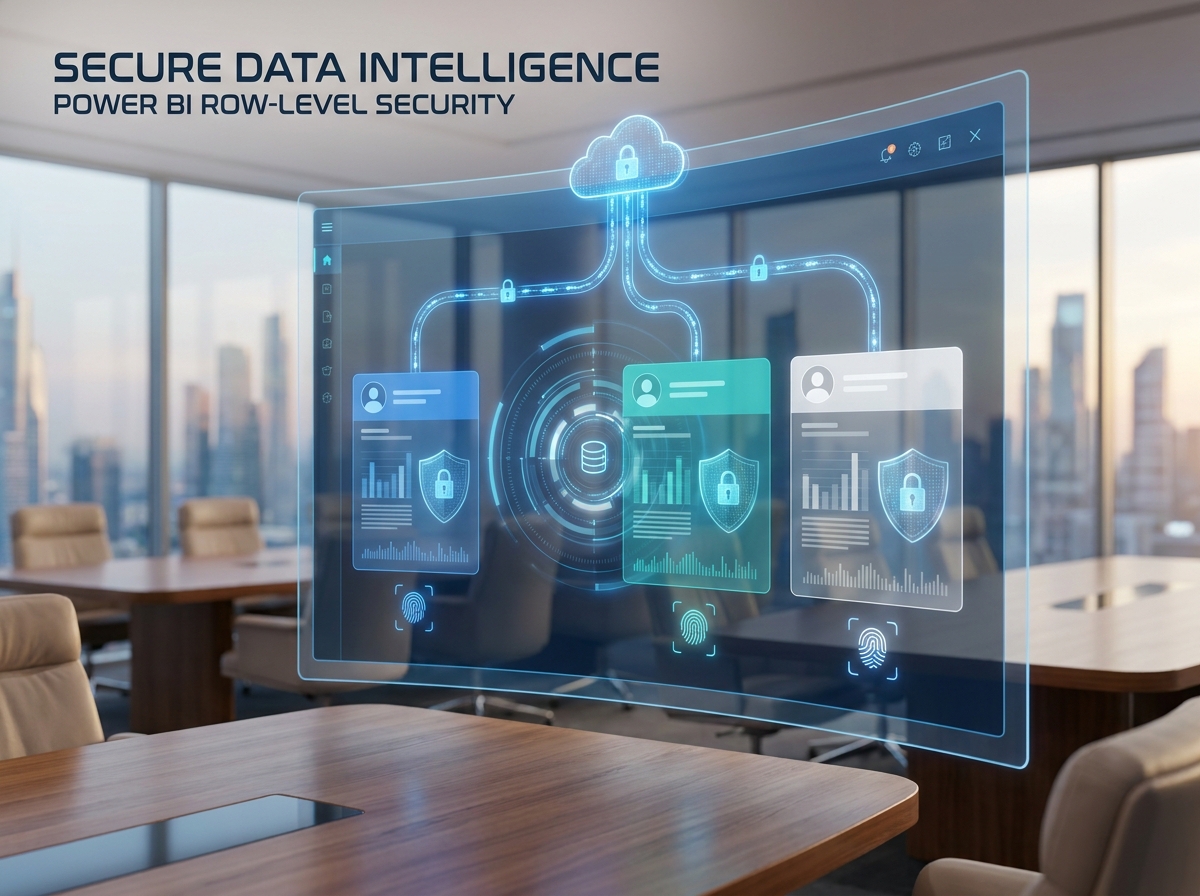 Power BI Row-Level Security allowing multiple users to securely access the same report while viewing only the data they are authorized to see.
