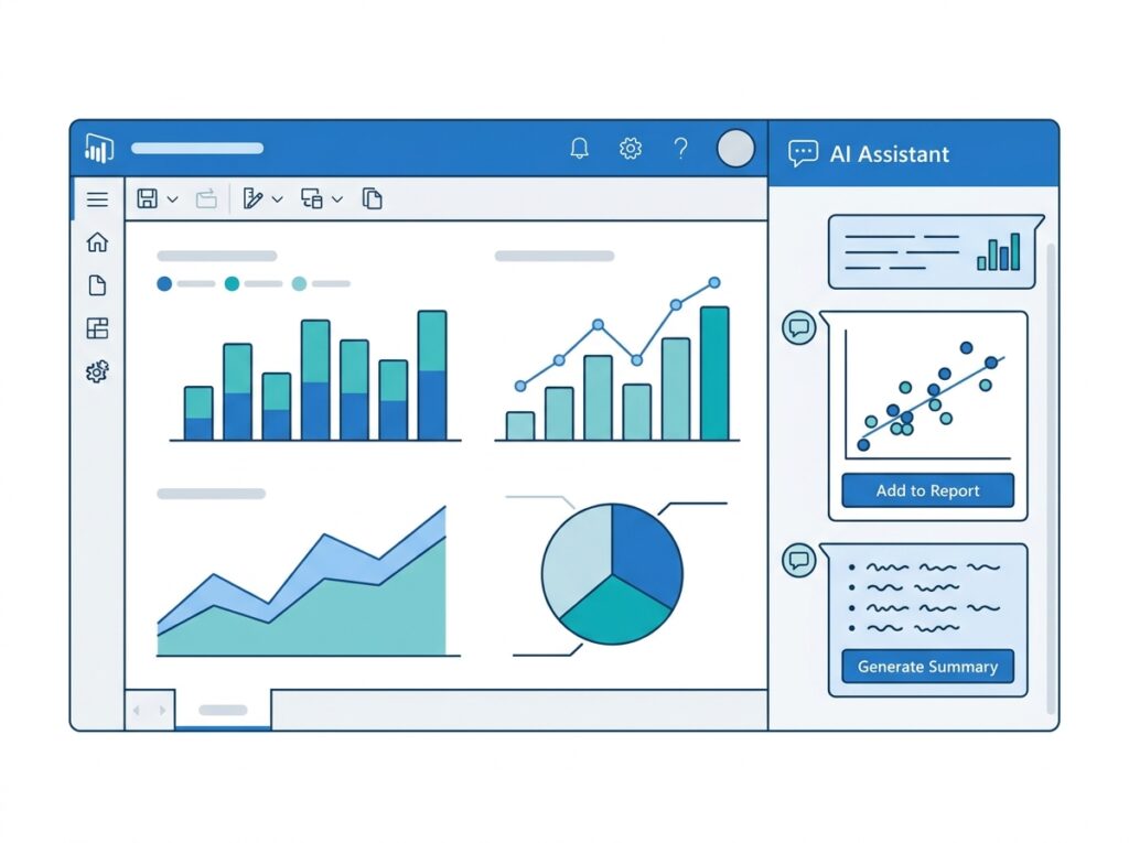 Copilot in Power BI suggesting a chart and a written summary on a report canvas through conversation