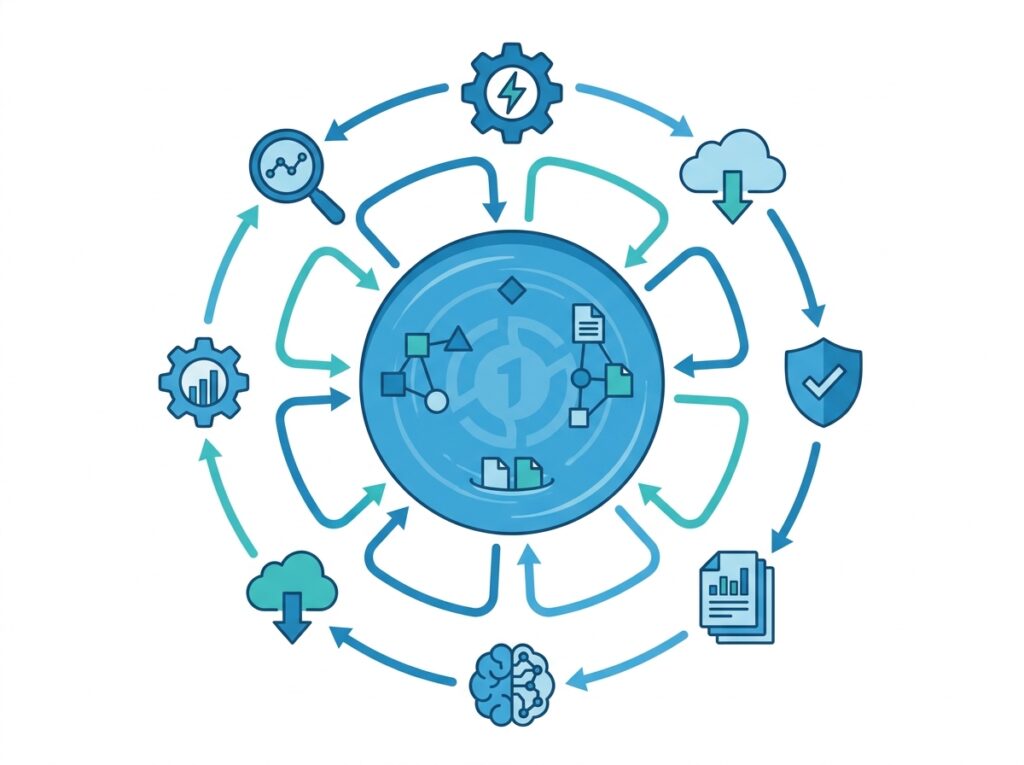 OneLake as a single unified data lake serving all Microsoft Fabric workloads from one copy of the data