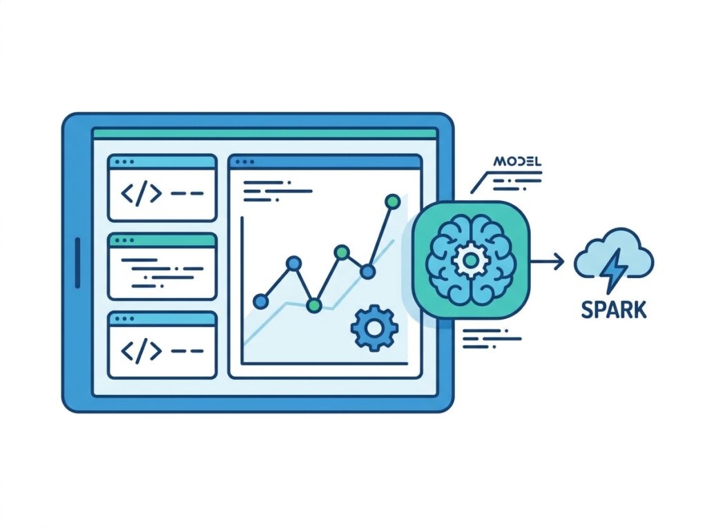 Data science notebooks in Microsoft Fabric training machine learning models on OneLake data using Spark