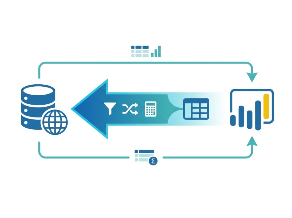Query folding pushing Power Query transformations back to the source database for faster Power BI performance
