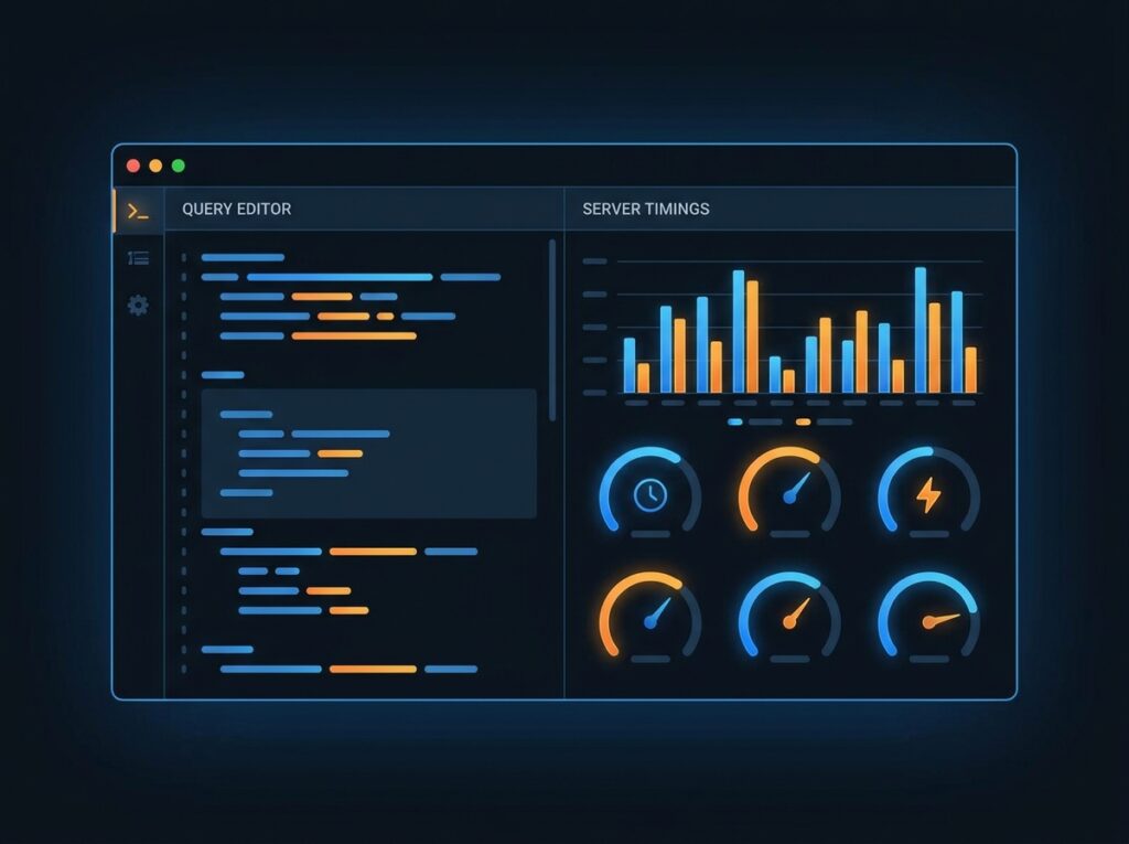 DAX Studio analyzing query performance and server timings for a Power BI model