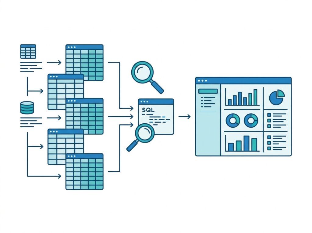 Data Warehouse workflow in Microsoft Fabric providing SQL analytics on OneLake data for reporting
