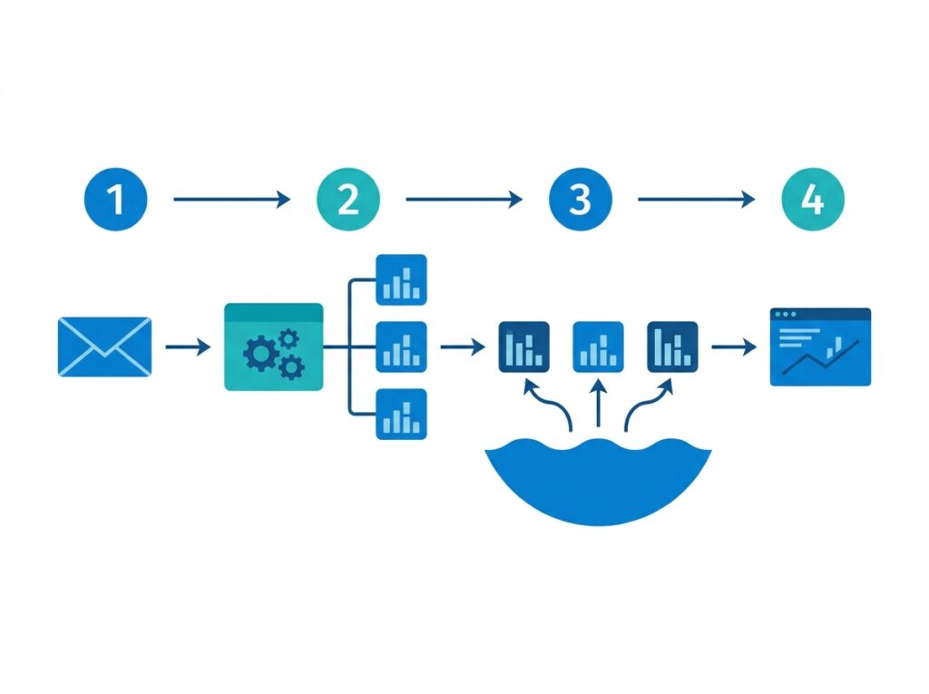 Step-by-step query execution workflow showing Direct Lake loading only needed columns and returning results